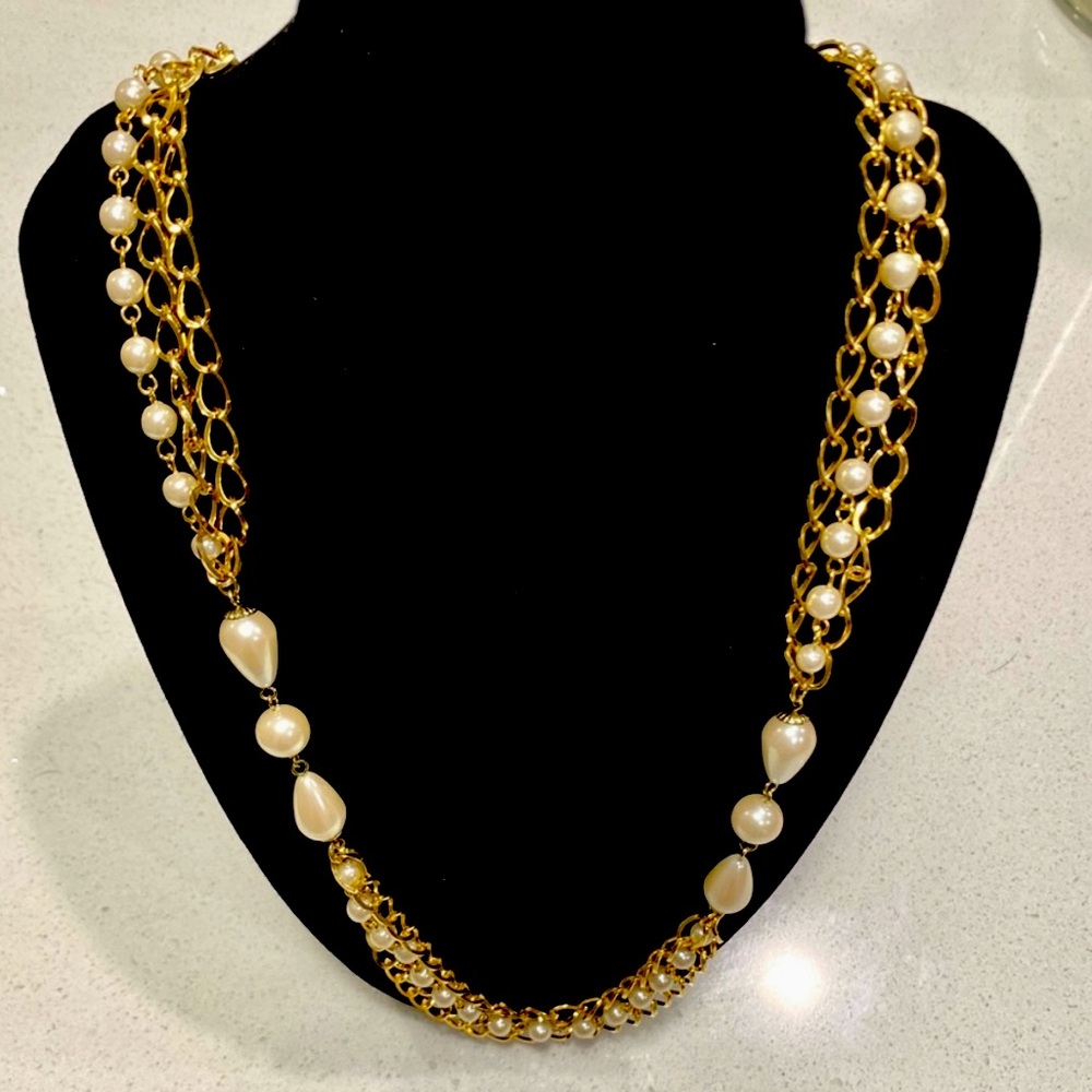 Lady Remington Gold Tone + Pearl Layered Necklace